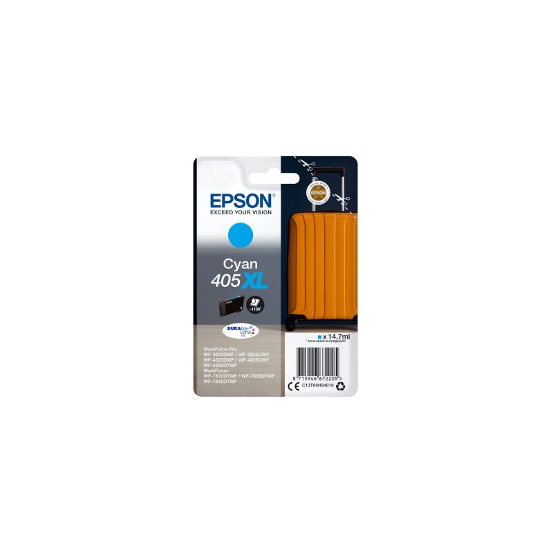 Epson 405XL DURABrite Ultra Ink Original Cian Para Workforce Pro  WF-3820DFW WF-4820DFW C13T05H24010