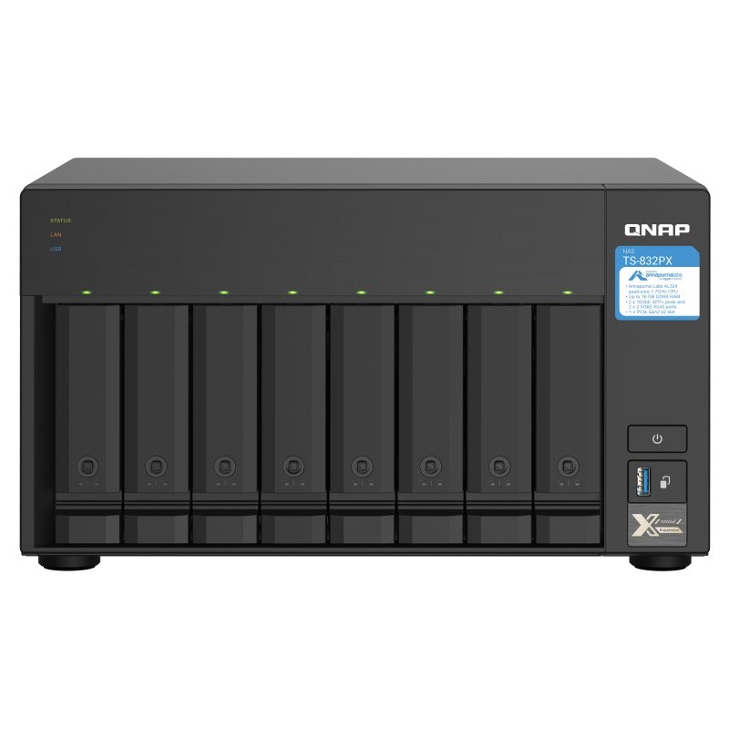 QNAP TS-832PX NAS - Aluminio, Negro AL324 TS-832PX-4G