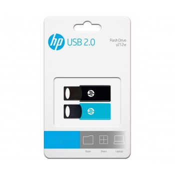 PACK 2 PENDRIVE HP 64GB USB 2.0 V212W NEGRO AZUL TAPA DESLIZANTE PLASTICO HPFD212-64-TWIN