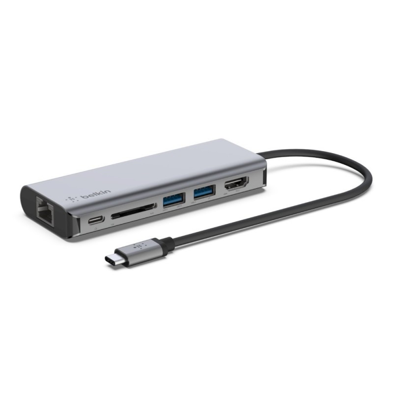 Belkin AVC008BTSGY hub de interfaz USB 3.2 Gen 1 (3.1 Gen 1) Type-C 5000 Mbit s Negro, Gris