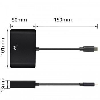 Ewent EW9827 hub de interfaz USB 3.2 Gen 1 (3.1 Gen 1) Type-C 5000 Mbit s Negro