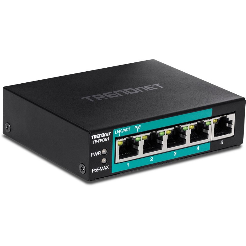 Trendnet TE-FP051 switch No administrado Fast Ethernet (10 100) Energía sobre Ethernet (PoE) Negro