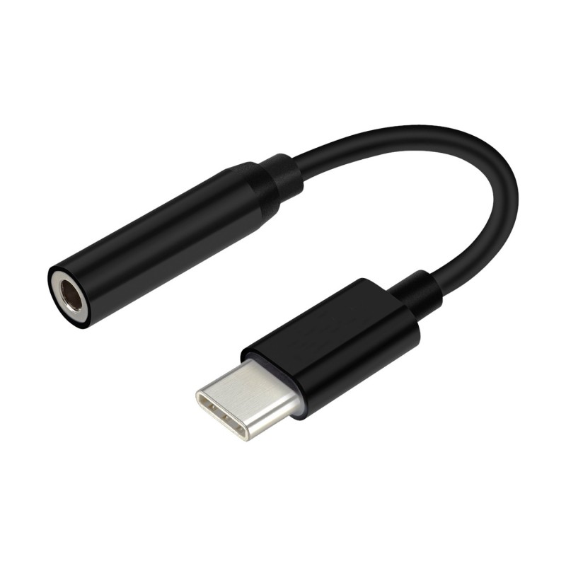AISENS CONVERSOR USB-C A AUDIO, USB-C M-JACK 3.5 H, NEGRO, 15CM A109-0348