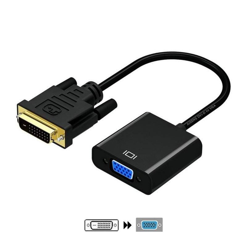 AISENS CONVERSOR DVI-D A VGA, 24+1 M-HDB15 H, NEGRO, 10CM A147-0352