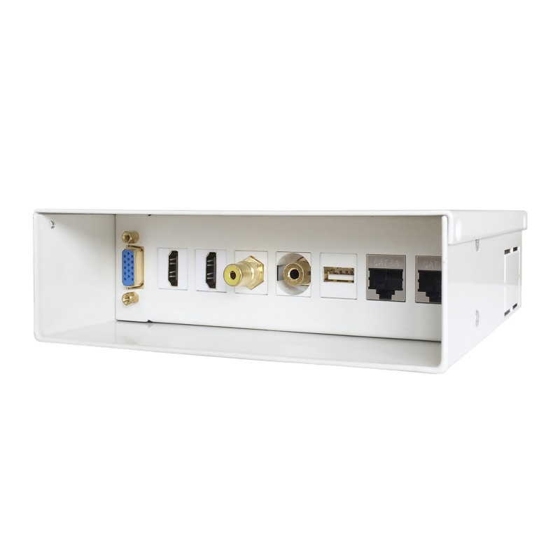 AISENS CAJA DE CONEXIONES AUDIOVISUAL VGA+2XHDMI+JACK3.5+RCA+1XUSB+2XRJ45 CAT.6A STP, BLANCO A127-0340