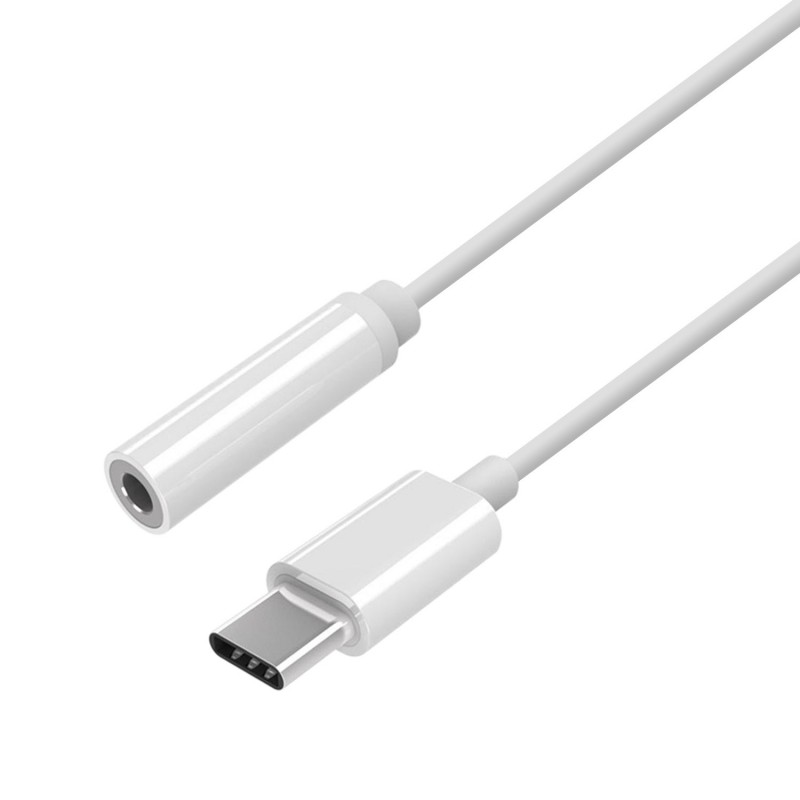 AISENS Conversor USB-C a audio estilo Apple, USB-C M-Jack 3.5 H, Blanco, 15 cm A109-0384