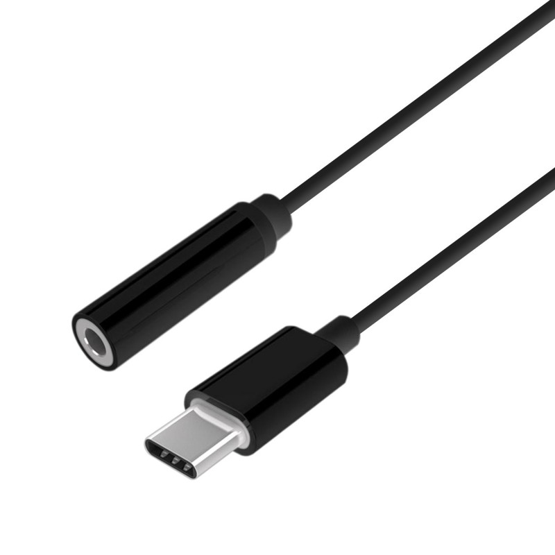 AISENS Conversor USB-C a audio estilo Apple, USB-C M-Jack 3.5 H, Negro, 15 cm A109-0385