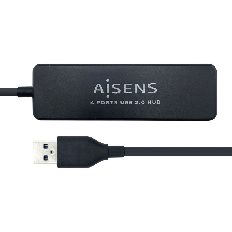 AISENS Hub USB 2.0, Tipo A M - 4 x Tipo A H, Negro, 30 cm A104-0402