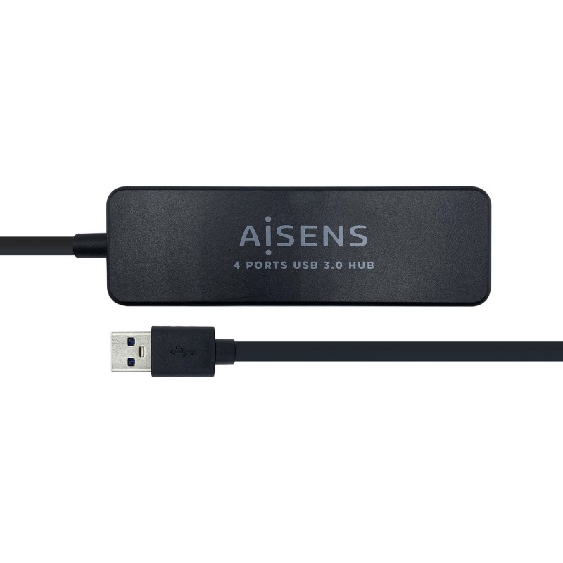 AISENS Hub USB 3.0, Tipo A M - 4 x Tipo A H, Negro, 30 cm A106-0399