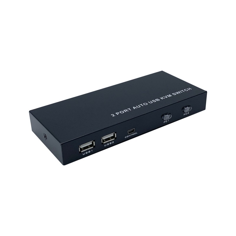 AISENS Conmutador KVM HDMI 4K@60HZ USB 1U-2PC con fuente alimentación, Negro A111-0400