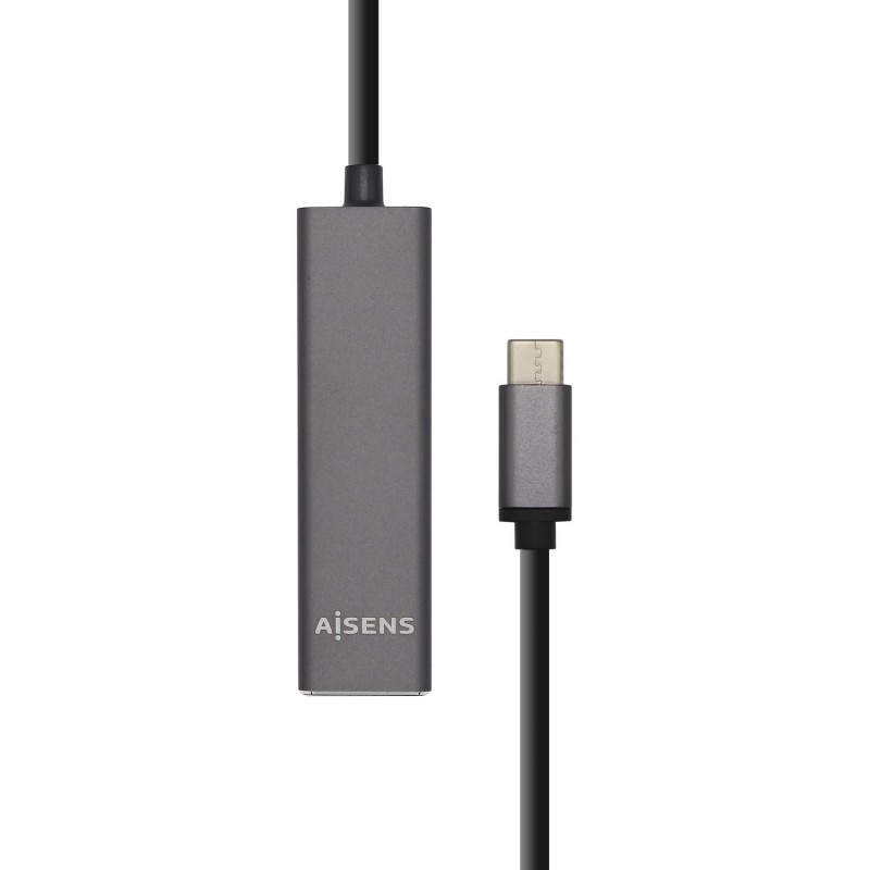 AISENS Hub USB 3.1 USB-C, USB-C M - 4 x Tipo A H, Gris, 15 cm A109-0403