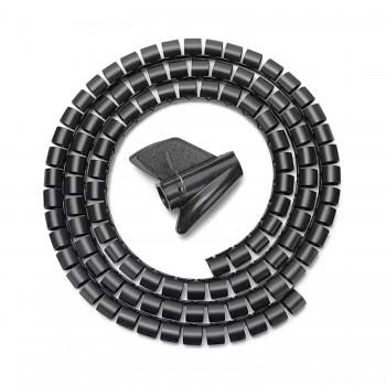 AISENS Organizador de cable en espiral 25mm, Negro, 1.0m A151-0406