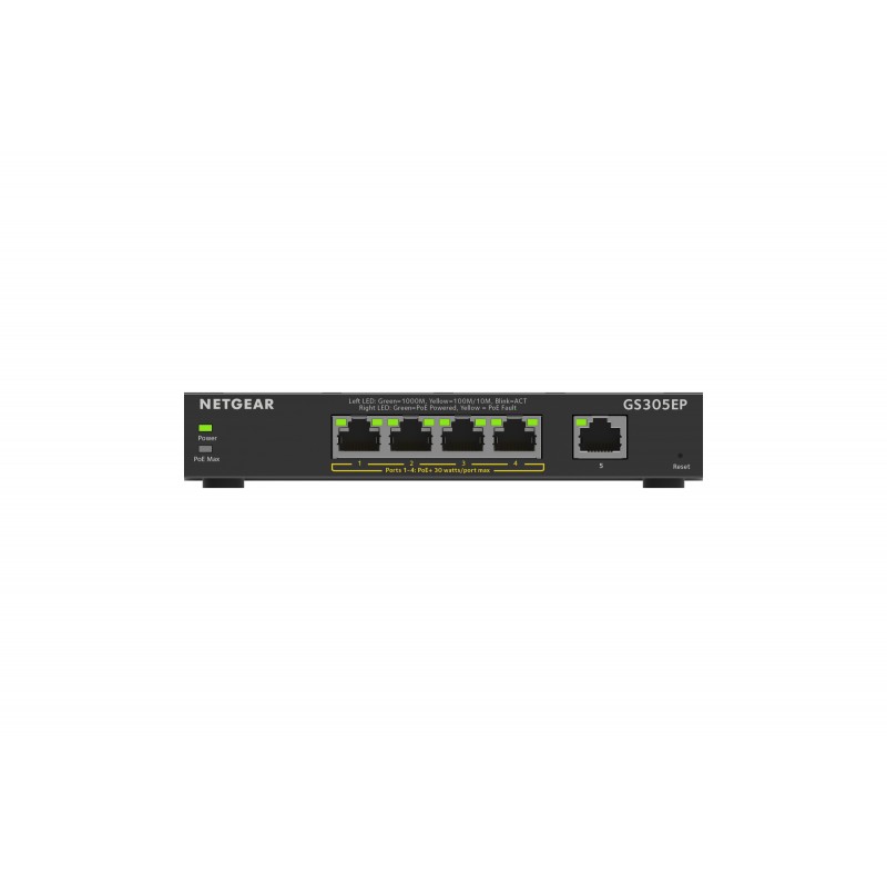 Netgear GS305EP Gestionado L2 L3 Gigabit Ethernet (10 100 1000) Energía sobre Ethernet (PoE) Negro GS305EP-100PES