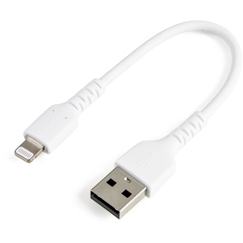 StarTech.com Cable Resistente USB-A a Lightning de 15 cm Blanco - Cable de Sincronización y Carga US RUSBLTMM15CMW