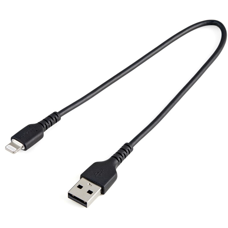StarTech.com Cable Resistente USB-A a Lightning de 30 cm Negro - Cable de Sincronización y Carga USB RUSBLTMM30CMB