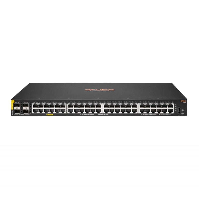 HPE Aruba 6100 48G Class4 PoE 4SFP+ 370W Gestionado L3 Gigabit Ethernet (10 100 1000) Energía sobre  JL675AABB
