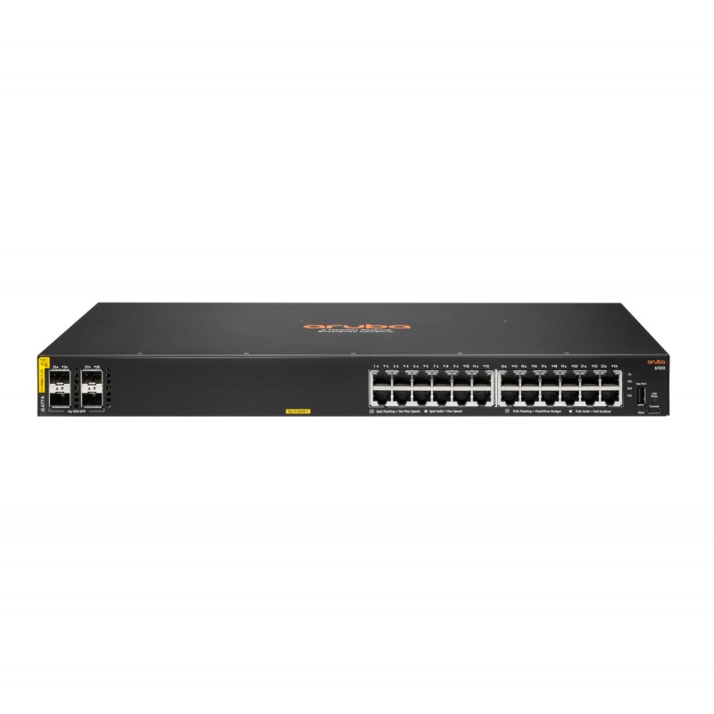 HPE Aruba 6100 24G Class4 PoE 4SFP+ 370W Gestionado L3 Gigabit Ethernet (10 100 1000) Energía sobre  JL677A