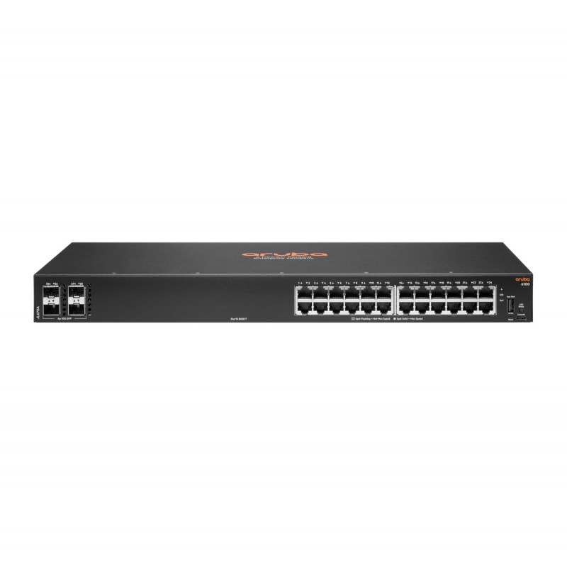 HPE Aruba 6100 24G 4SFP+ Gestionado L3 Gigabit Ethernet (10 100 1000) 1U Negro JL678A