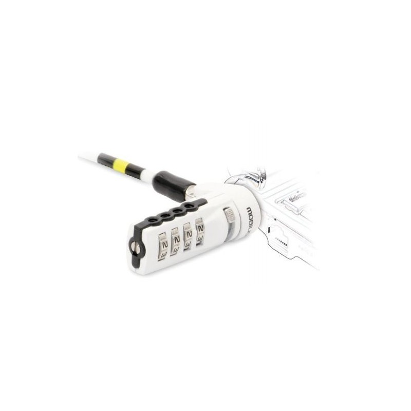 MOBILIS - Cable antirrobo - Cerradura con combinación - 1,8M - Blanco  001254