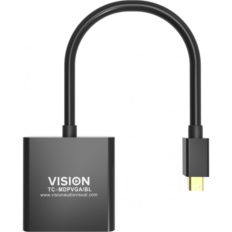 Vision TC-MDPVGA BL - Adaptador de cable de vídeo - Mini DisplayPort VGA (D-Sub) - Negro