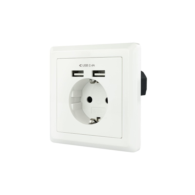 Nanocable - Base Enchufe Pared +2Usb - (10.35.0010)