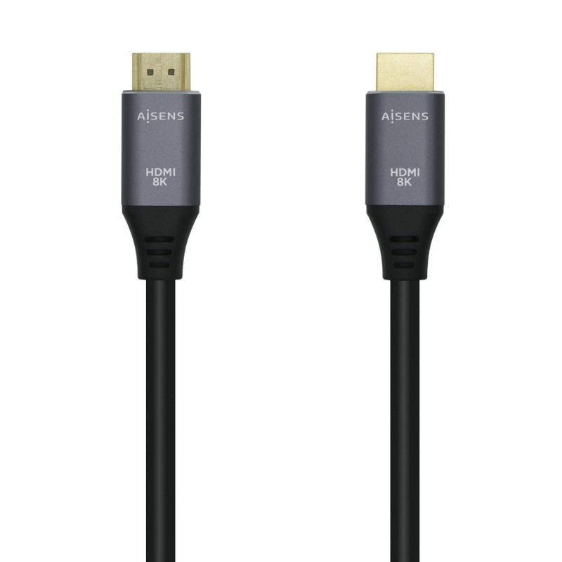 AISENS Cable HDMI V2.1 Ultra Alta Velocidad   HEC 8k@60Hz 48Gbps, A M-A M, Gris Negro, 3.0m A150-0429