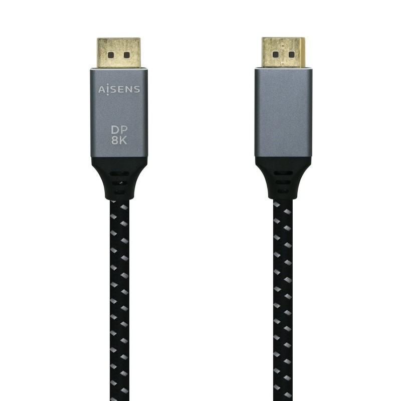 AISENS Cable Displayport V1.4 8k@60hz, DP M-DP M, Gris Negro, 0.5m A149-0434