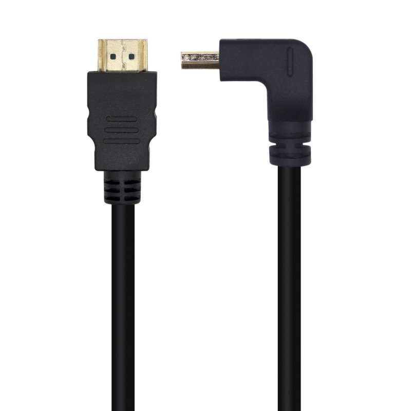AISENS Cable HDMI V2.0 Acodado Premium Alta Velocidad   HEC 4K@60Hz 18Gbps, A M-A M, Negro, 1.0m A120-0456