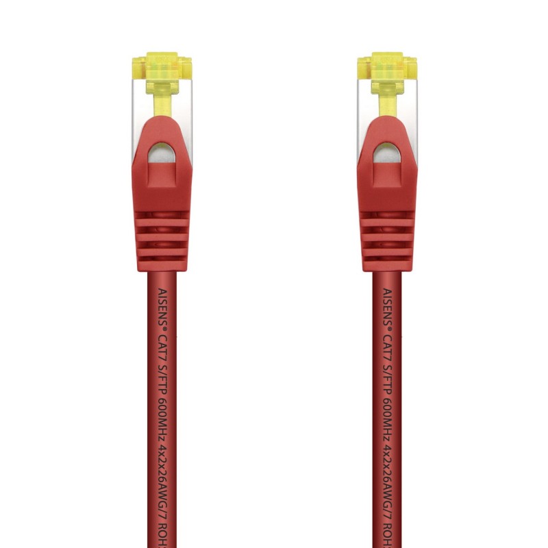 AISENS Cable De Red Latiguillo RJ45 LSZH Cat.7 600 MHz S FTP PIMF AWG26, Rojo, 25 cm A146-0468