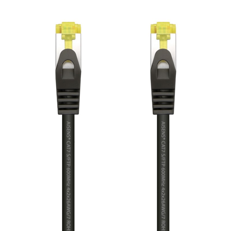 AISENS Cable De Red Latiguillo RJ45 LSZH Cat.7 600 MHz S FTP PIMF AWG26, Negro, 25 cm A146-0484
