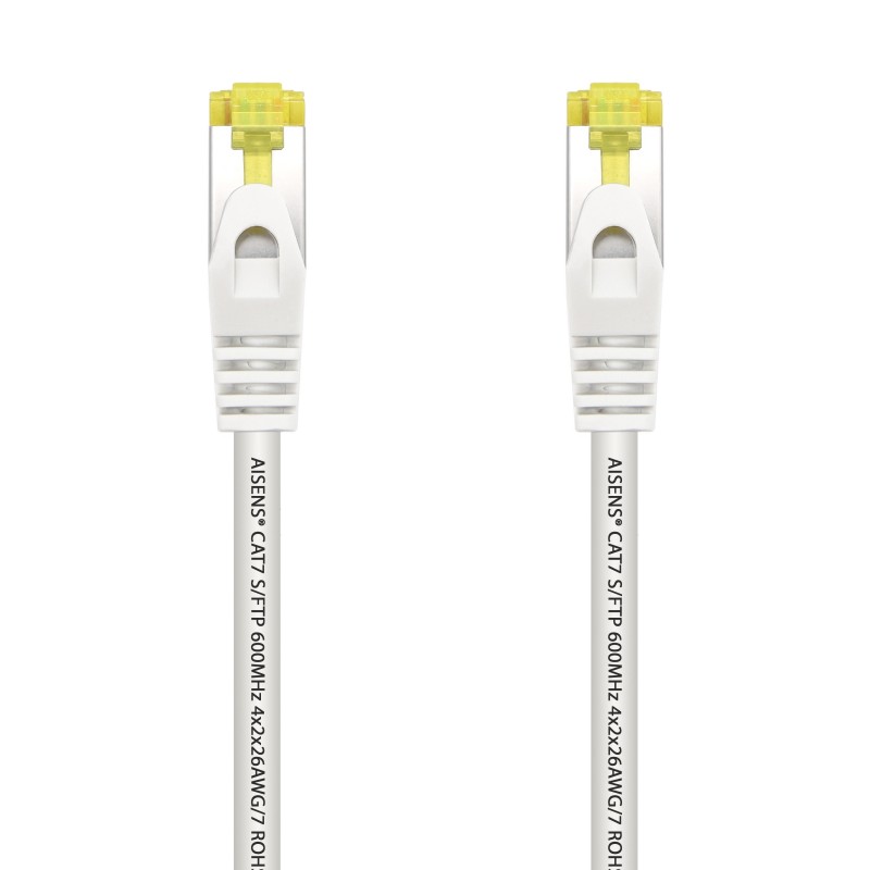 AISENS Cable De Red Latiguillo RJ45 LSZH Cat.7 600 MHz S FTP PIMF AWG26, Blanco, 1.0 m A146-0490