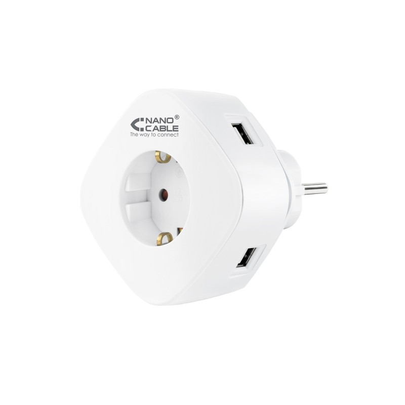 Nanocable Cargador universal con 3 USBs (2 USB A + 1 USB-C) y enchufe integrado 10.37.0003