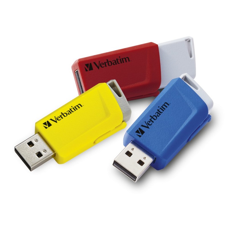 Verbatim Store n Click - Unidad USB 3.2 GEN1 - 3x16 GB 16GB - USB Type-A - Azul, Rojo, Amarillo 49306