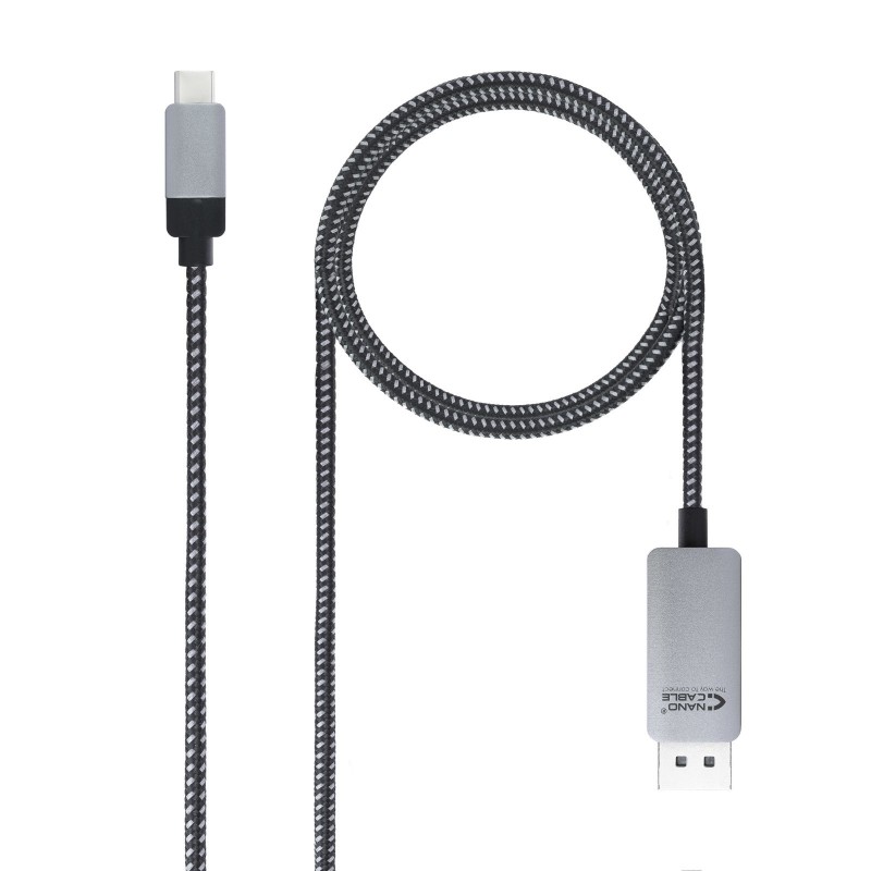 Cable Conversor Nanocable 10.15.5002 - USB Tipo-C Macho - Displayport Macho - 1.8m - Negro