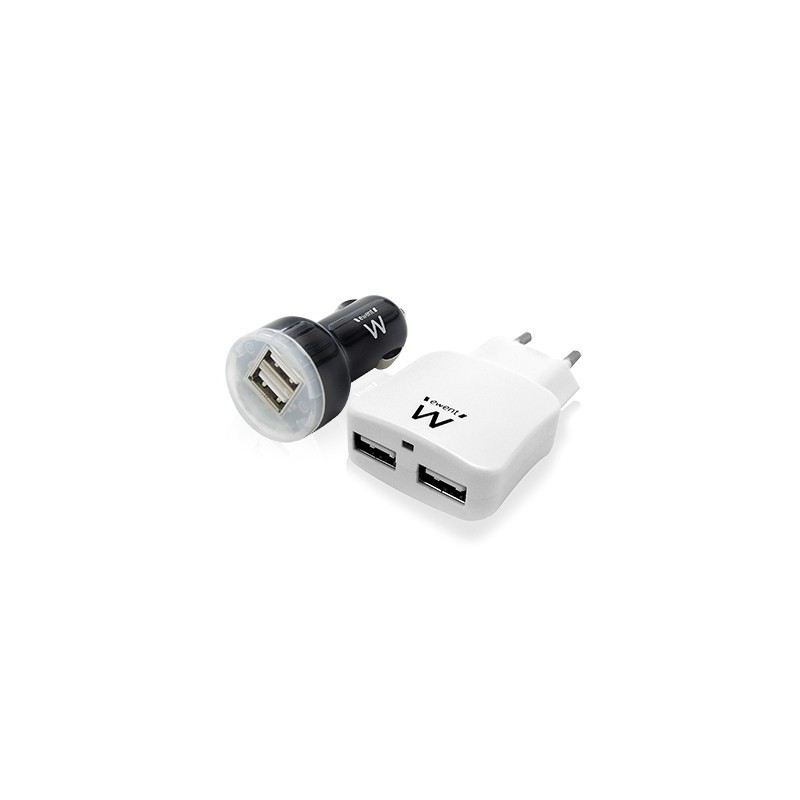 Ewent EW1206 Cargador de dispositivo móvil - Negro, Blanco Auto, Interior