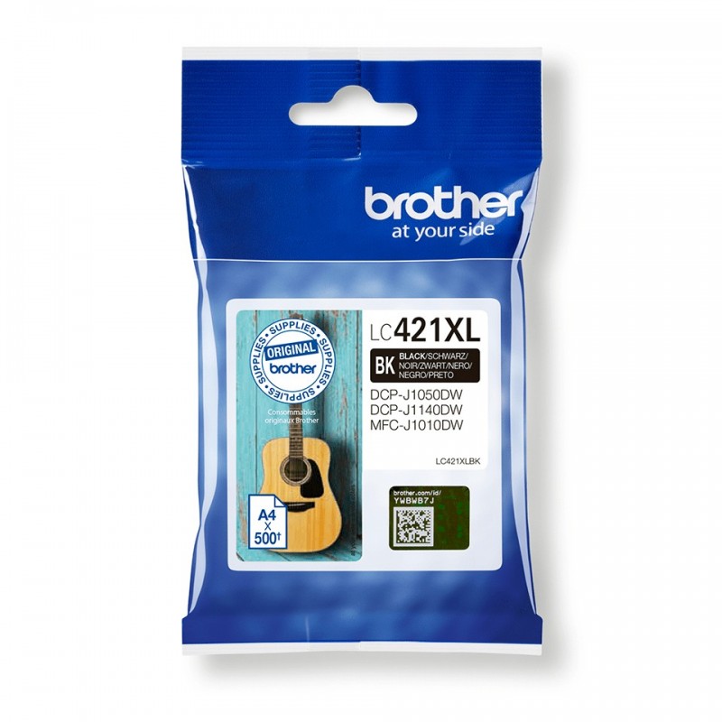 Brother LC-421Y Cartucho de tinta de alto rendimiento - Negro - (Original) LC421XLBK