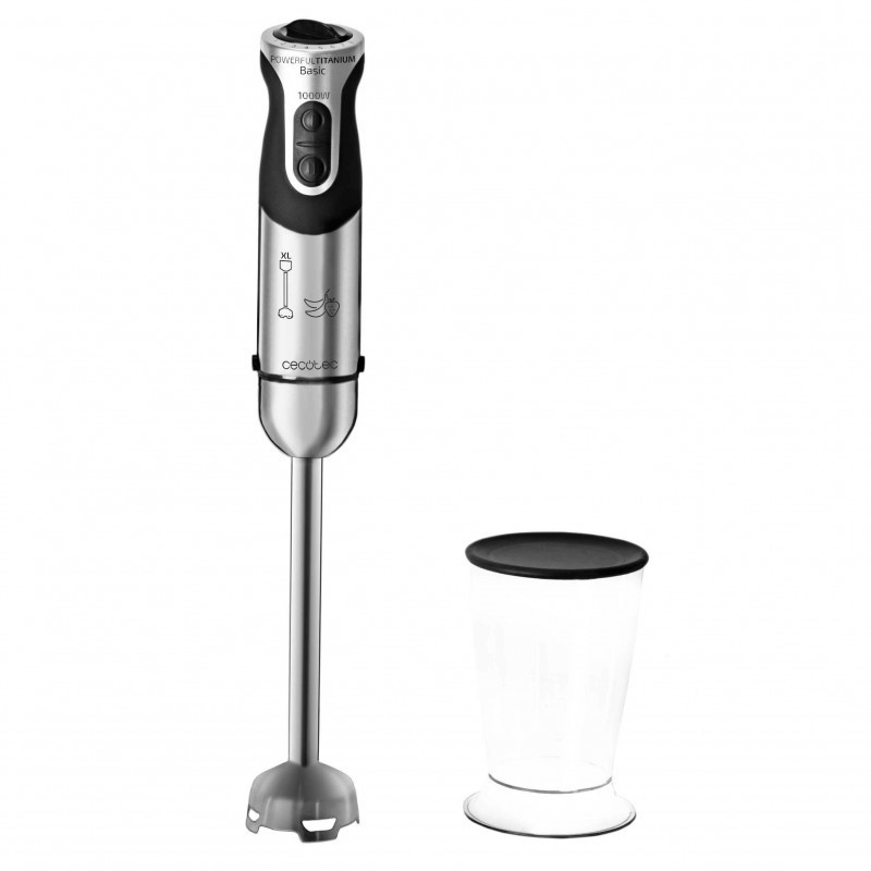 Cecotec Powerful Titanium 1000 - Batidora de inmersión - 1000W - Negro, Acero inoxidable 520224630