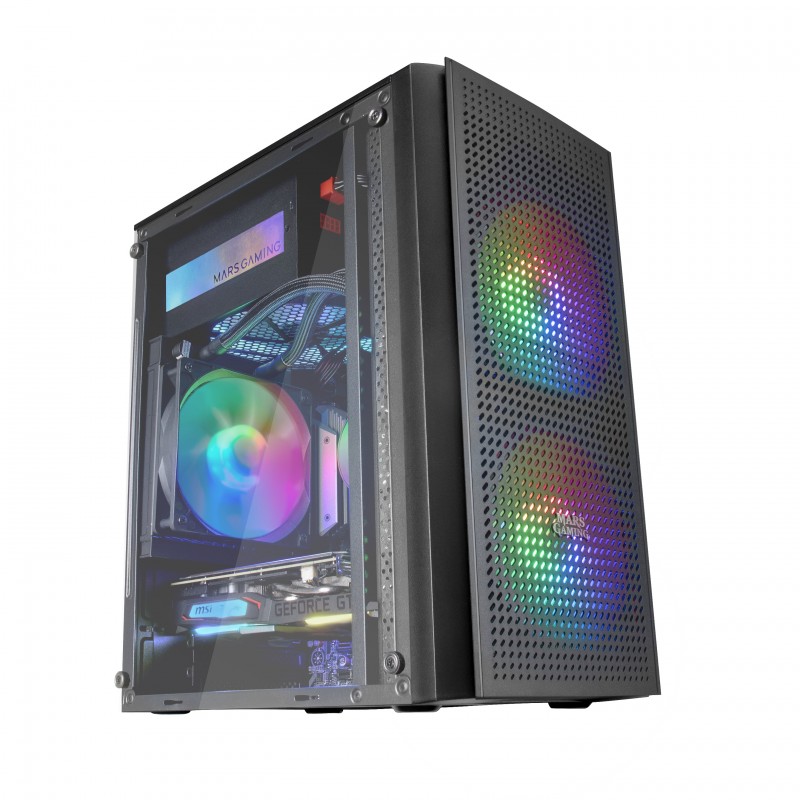 Mars Gaming MC300 Caja PC Micro ATX Cristal Templado 3xVentilador FRGB - Negro