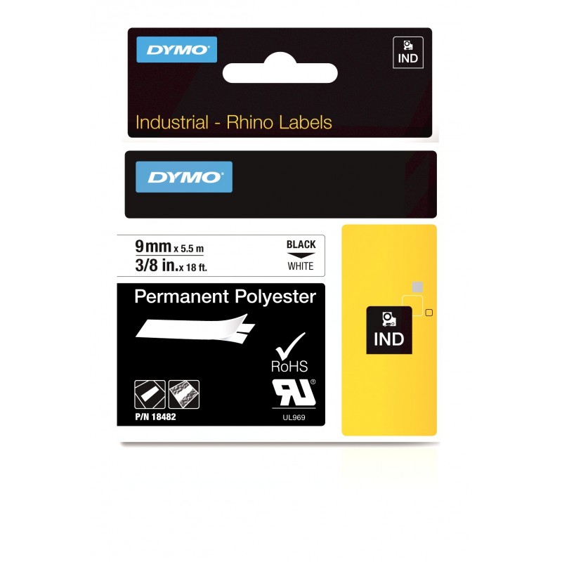 DYMO 18482 Rhino - Etiquetas de poliéster - Negro