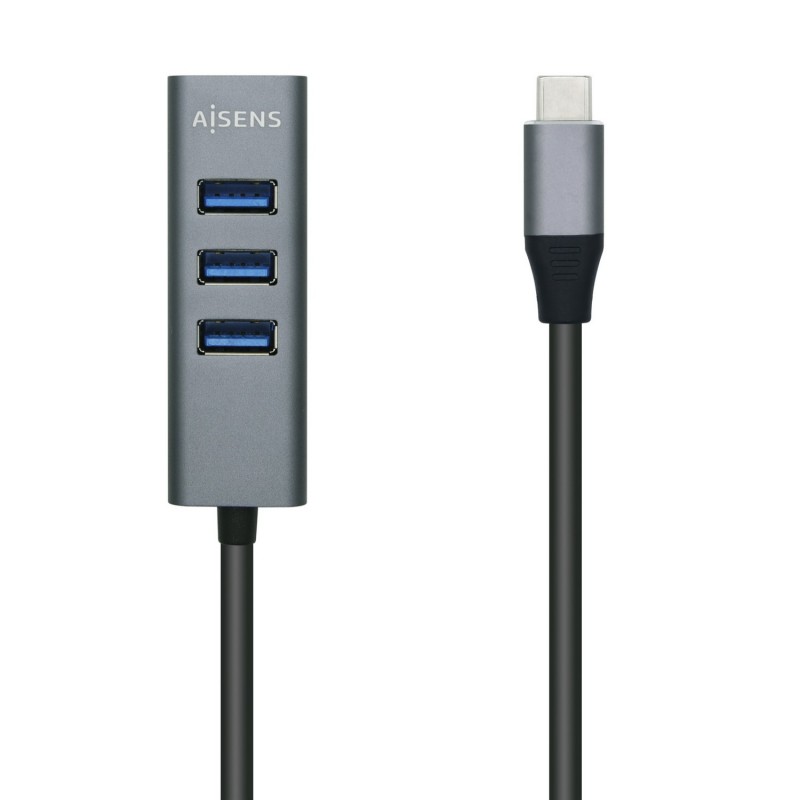 AISENS Hub USB 3.1 USB-C, USB-C M - 4x Tipo A H - 15 cm - Gris A109-0508