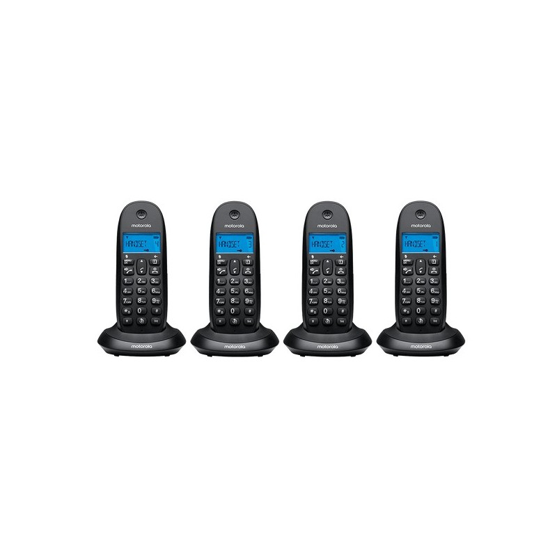 Motorola C1004LB Cuarteto Teléfono Inalámbrico - Negro 107C1004LB