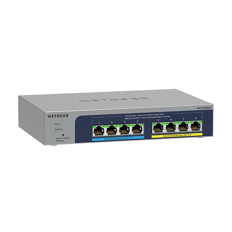 NETGEAR MS108EUP No administrado L2 L3 2.5G Ethernet (100 1000 2500) (PoE) Gris MS108EUP-100EUS