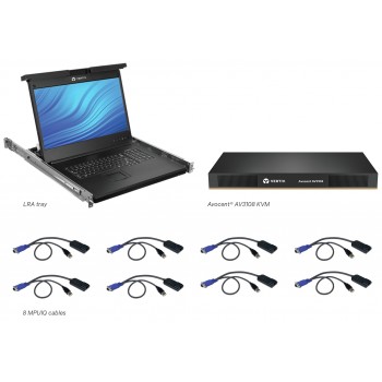 Vertiv Avocent LCD Local Rack Access Consola - 8P KVM - 8 Cables - USB KB-ARB LRA185KMM8D-001