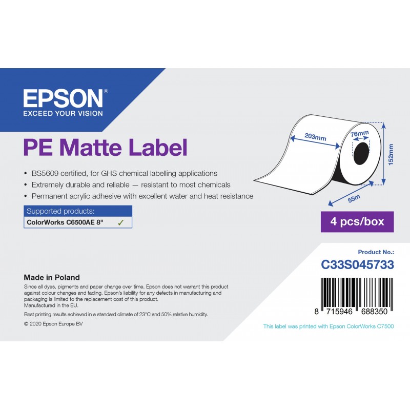 Epson - Rollo continuo de etiquetas - Matte - 203mm x 55m  C33S045733