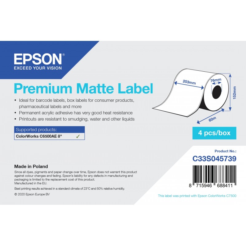 Epson C33S045739 Etiqueta de impresora - Blanco