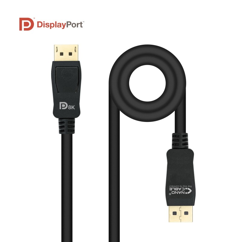 Nanocable Cable DISPLAYPORT 1.4 CERTIFICADO VESA, DP M – DP M, Negro - 1.5 m 10.15.2501-L150