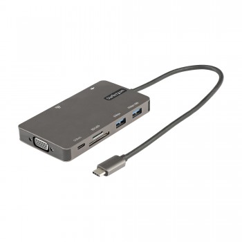 StarTech.com Adaptador Multipuertos USB C - Docking Station de Viajes HDMI 4K 30Hz o VGA - Hub Ladró DKT30CHVSDPD