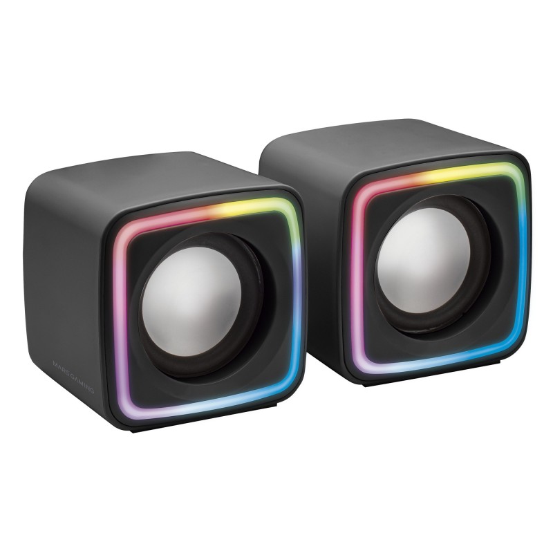 Altavoces Gaming RGB Compactos Mars Gaming MSCUBE, Procesador Sonido DSP 8W - Negro