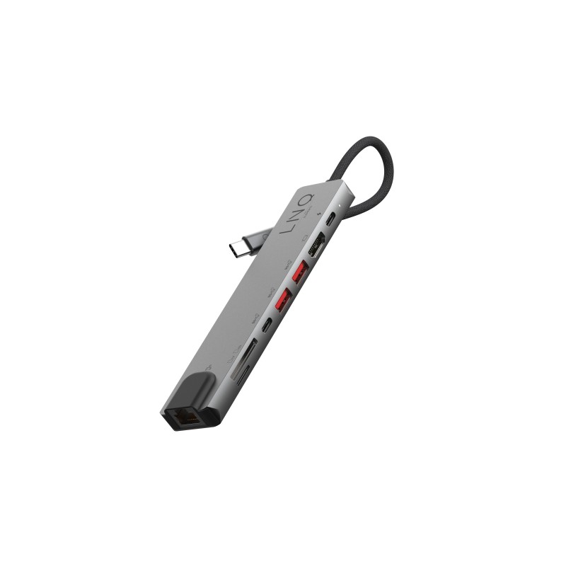 LINQ byELEMENTS LQ48010 HUB de interfaz USB 3.2 Gen 2 (3.1 Gen 2) Type-C 10000 Mbit s - Negro, Gris