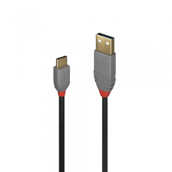 Lindy 36887 Cable USB 2 m USB 2.0 USB A USB C Negro, Gris